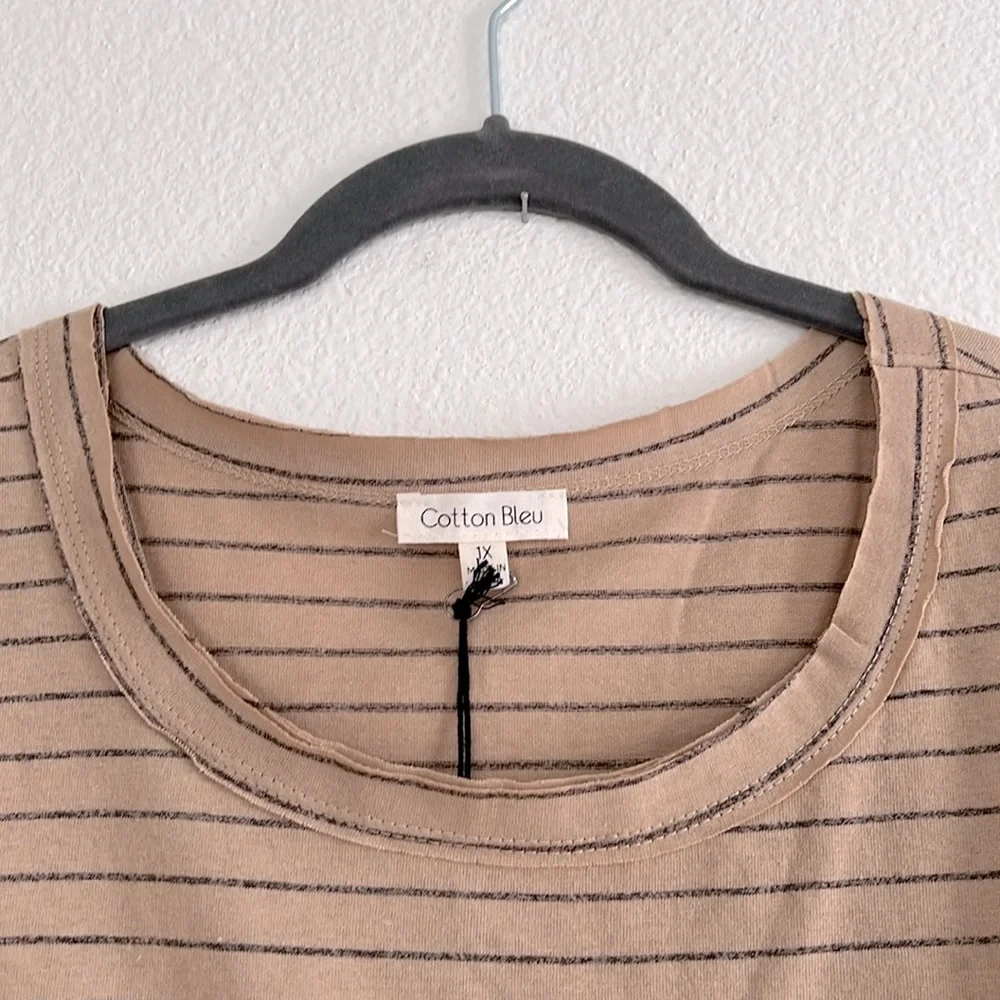 Tan and black striped tank, size 1X - Picture 4 of 4